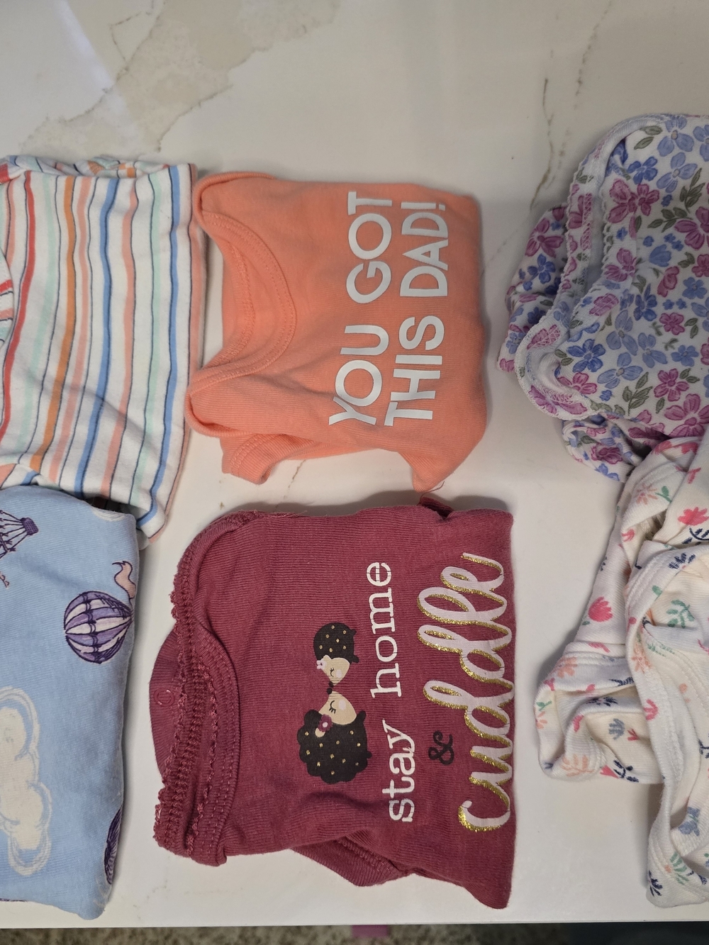 Baby Onesie Bundle - Coral "You Got This Dad!" & Burgundy "Stay Home & Cuddle"